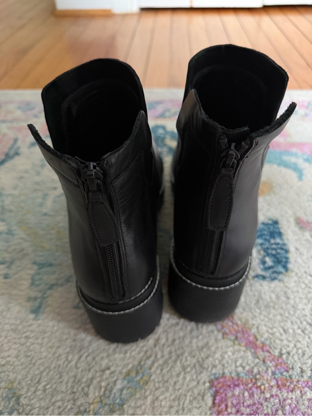 Gianni Bini Black Leather Moto Ankle Boots - Picture 2 of 5